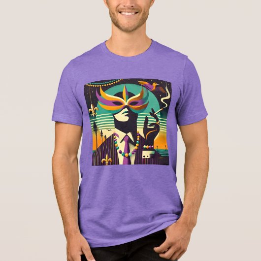 Mid Century Retro 60s Mardi Gras The Smoking Man Tri-Blend Shirt (Vorderseite)