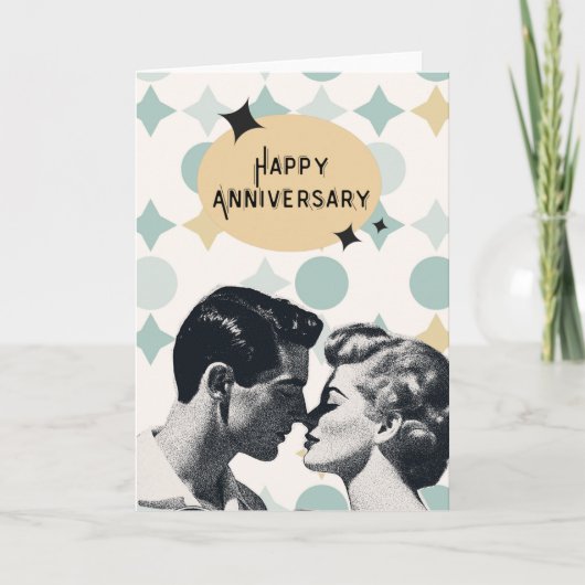 Mid-Century Retro Anniversary Greeting Card Karte (Vorderseite)