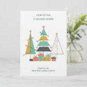 Mid-Century Retro Christmas Trees Einladung (Stehend Vorderseite)