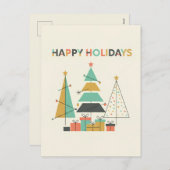 Mid-Century Retro Christmas Trees Feiertagspostkarte (Vorne/Hinten)
