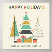 Mid-Century Retro Christmas Trees Poster (Vorne)