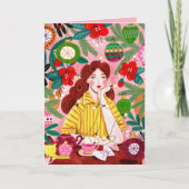 Mid Century Retro Frau Weihnachten (Vorderseite)