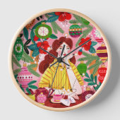 Mid Century Retro Frau Weihnachtsfeiertag Uhr (Vorderseite)