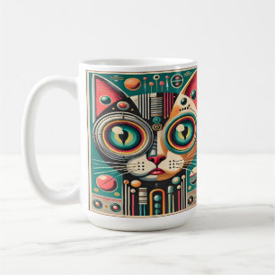 Mid Century Retro Futuristische Schaltkatze Kaffeetasse