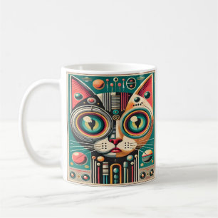 Mid Century Retro Futuristische Schaltkatze Kaffeetasse