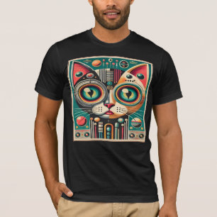 Mid Century Retro Futuristische Schaltkatze T-Shirt