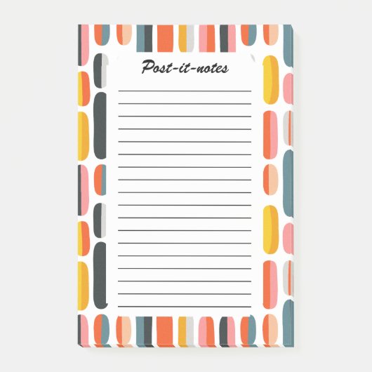 Mid-Century-Retro-geometrisches abstraktes Muster Post-it Klebezettel (Vorderseite)