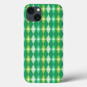Mid Century Retro Green Diamonds Weihnachten Case-Mate iPhone Hülle