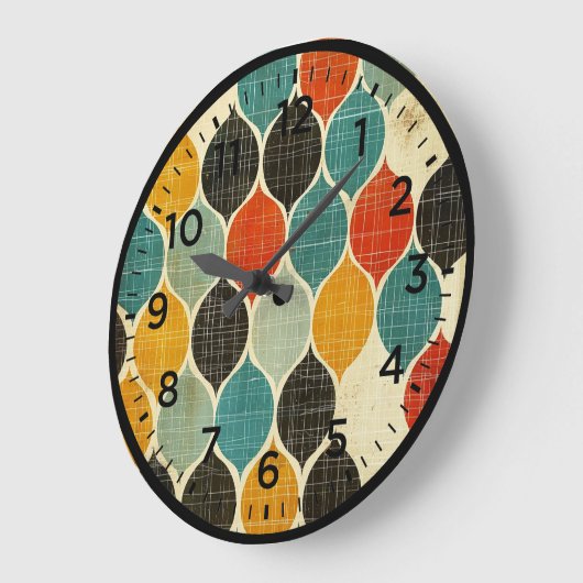 Mid Century Retro Harlequin Muster Große Wanduhr (Winkel)