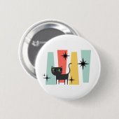 Mid Century Retro Katze Button (Vorne & Hinten)