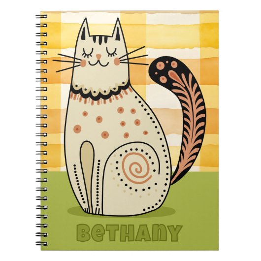 Mid Century Retro Kitty Katze Custom Notizblock (Vorderseite)