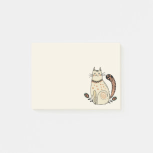 Mid Century Retro Kitty Katze Post-it Klebezettel