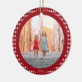 Mid Century Retro Red Baubles 2026 Photo Christmas Keramik Ornament (Links)