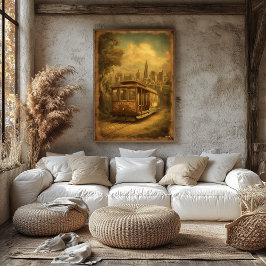 Mid-Century Retro San Francisco Cable Car Vintage Poster