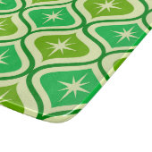 Mid Century Retro Starbursts On Green Ogee Pattern Schneidebrett (Ecke)