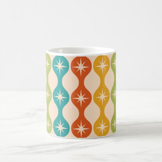 Mid Century Retro Starbursts on ogee pattern  Kaffeetasse (Mittel)
