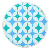 Mid Century Retro Starbursts Pattern Teal Blue Keramikknauf (Vorderseite)