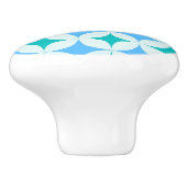 Mid Century Retro Starbursts Pattern Teal Blue Keramikknauf (Seitenansicht)