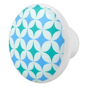 Mid Century Retro Starbursts Pattern Teal Blue Keramikknauf (Rechts)