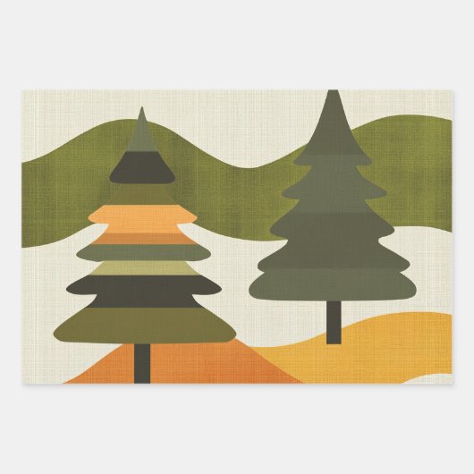 Mid Century Retro Weihnachten Geschenkpapier Set (Vorderseite 2)