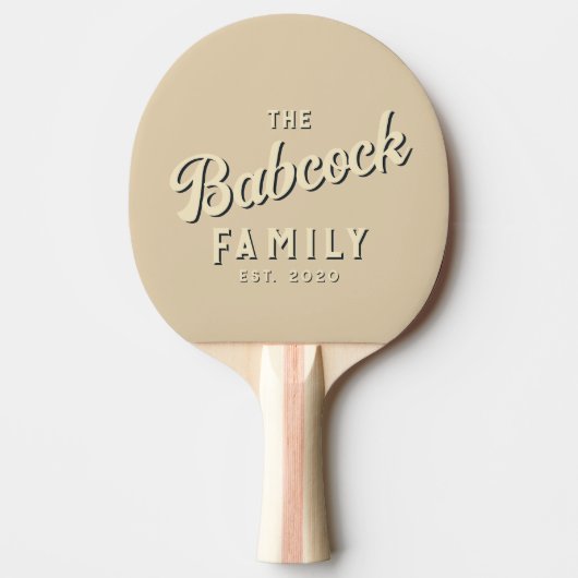 Mid-Century Sand Dune Retro Family Name & Year Tischtennis Schläger (Vorderseite)