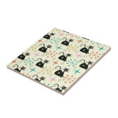 Mid Century Schwarze Atomkatze mit Sternenexplosio Fliese (Seite)
