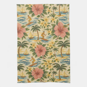 Mid-Century-Shirt mit verblasstem hawaiianischem D Geschirrtuch