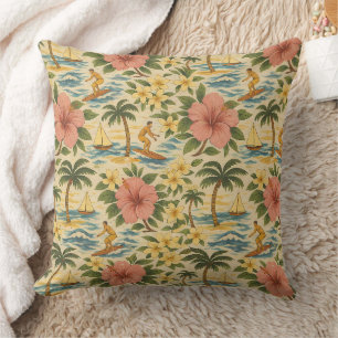 Mid-Century-Shirt mit verblasstem hawaiianischem D Kissen