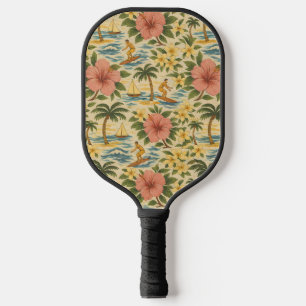 Mid-Century-Shirt mit verblasstem hawaiianischem D Pickleball Schläger