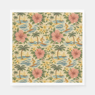 Mid-Century-Shirt mit verblasstem hawaiianischem D Serviette