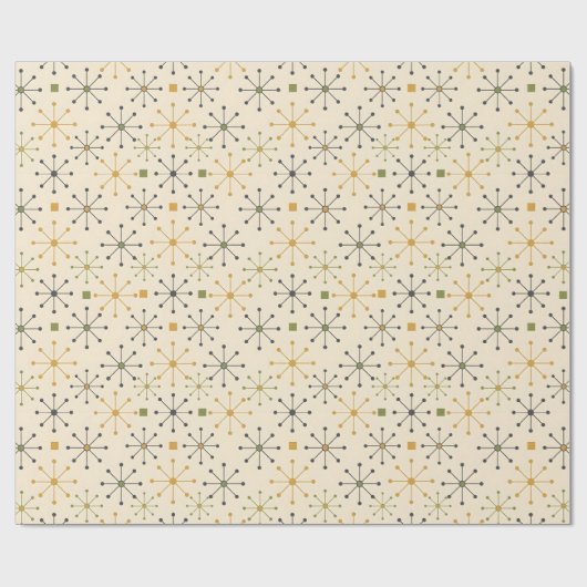 Mid-Century Snowflake Retro Holiday Geschenkpapier (Flach)