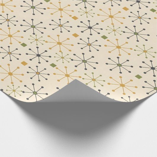 Mid-Century Snowflake Retro Holiday Geschenkpapier (Ecke)