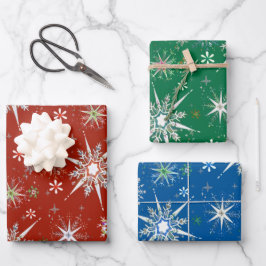 Mid-Century Snowflakes Galore Geschenkpapier Set
