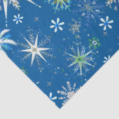 Mid-Century Snowflakes Galore On Blue Seidenpapier (Detail)