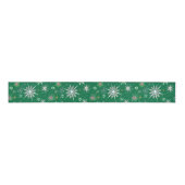 Mid-Century Snowflakes Galore On Green Ripsband (Vorderseite)