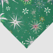 Mid-Century Snowflakes Galore On Green Seidenpapier (Detail)