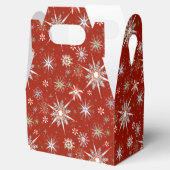 Mid-Century Snowflakes Galore On Red Geschenkschachtel (Geöffnet)