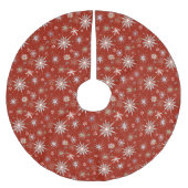 Mid-Century Snowflakes Galore On Red Polyester Weihnachtsbaumdecke (Vorderseite)