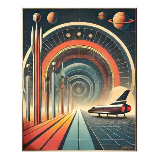 Mid Century Space Age Art Wormhole Port Fotodruck (Vorne)