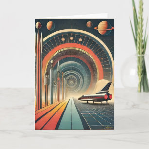 Mid Century Space Age Art Wormhole Port Karte