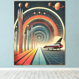Mid Century Space Age Art Wormhole Port Leinwanddruck