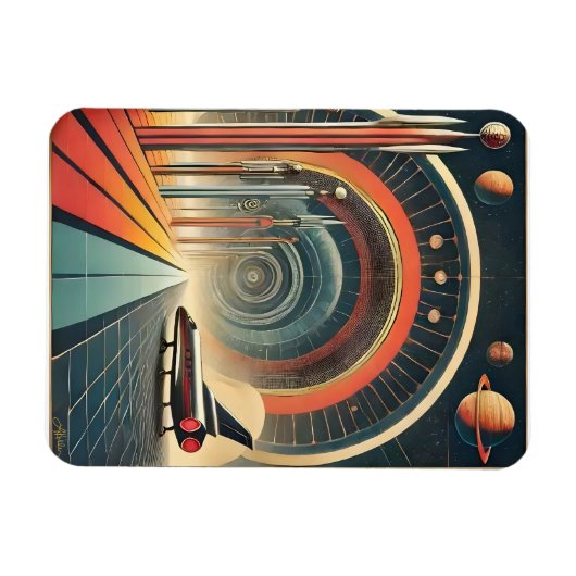 Mid Century Space Age Art Wormhole Port Magnet (Horizontal)