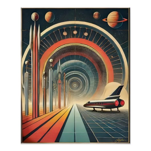 Mid Century Space Age Art Wormhole Port Poster (Vorderseite)