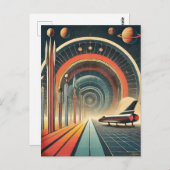Mid Century Space Age Art Wormhole Port Postkarte (Vorne/Hinten)