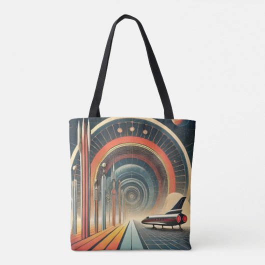Mid Century Space Age Art Wormhole Port Tasche (Rückseite)