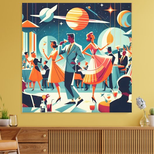Mid Century Space Age Cocktail Party Leinwanddruck (Insitu (Wohnzimmer))