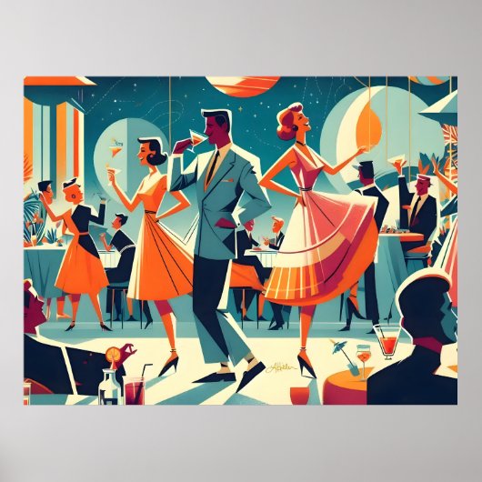 Mid Century Space Age Cocktail Party Poster (Vorne)