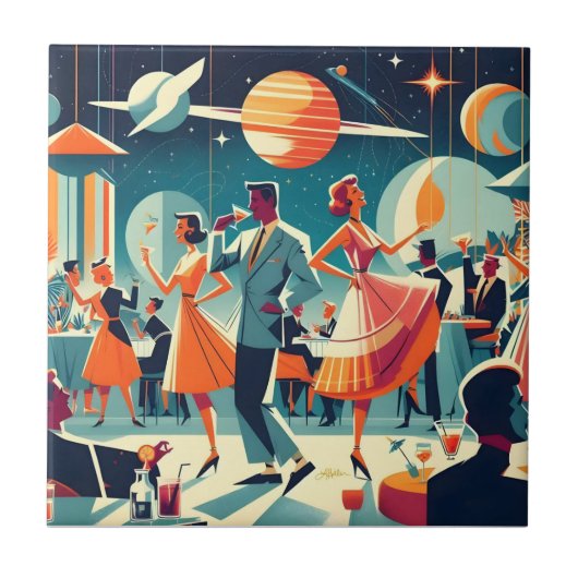 Mid Century Space Age Cocktailparty Fliese (Vorderseite)