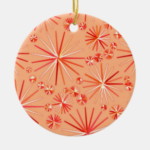 Mid Century Sputnik pattern, Shades of Coral Keramik Ornament