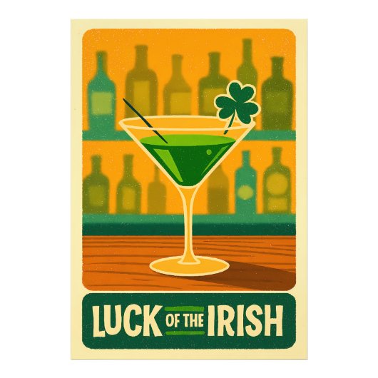 Mid Century St. Patrick's Shamrock Martini Art Fotodruck (Vorne)